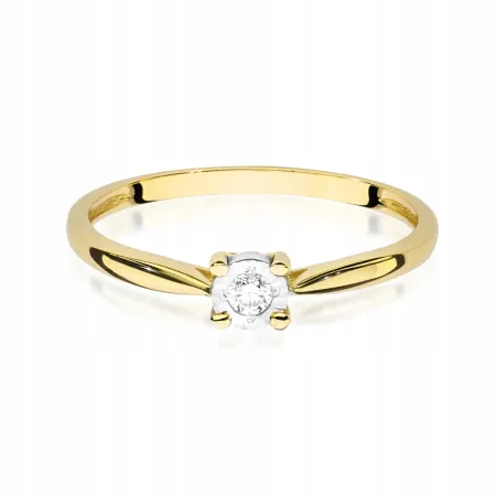 Złoty Pierścionek Zaręczynowy Brylant 0,08ct