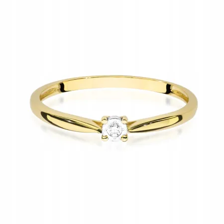 Złoty 585 Pierścionek Zaręczynowy Brylant 0,03ct