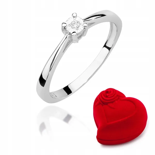 Pierścionek Zaręczynowy 585 Brylant Białe Złoto