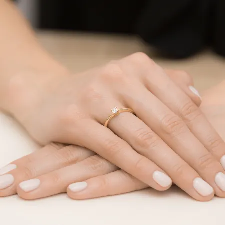 Pierścionek Zaręczynowy 585 Brylant Białe Złoto