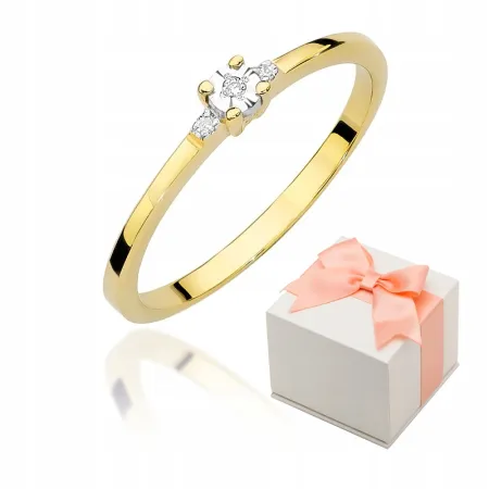 Złoty 585 Pierścionek Zaręczynowy Brylanty Grawer