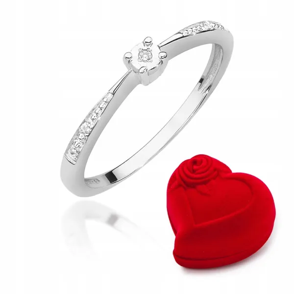 Pierścionek Zaręczynowy Brylanty 585 Białe Złoto