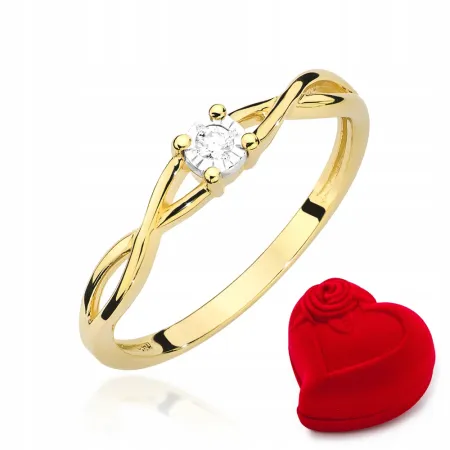 Złoty Pierścionek Zaręczynowy Brylant Próba 585