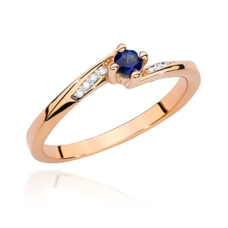 Pierścionek 585 Szafir Brylant Różowe Złoto Grawer