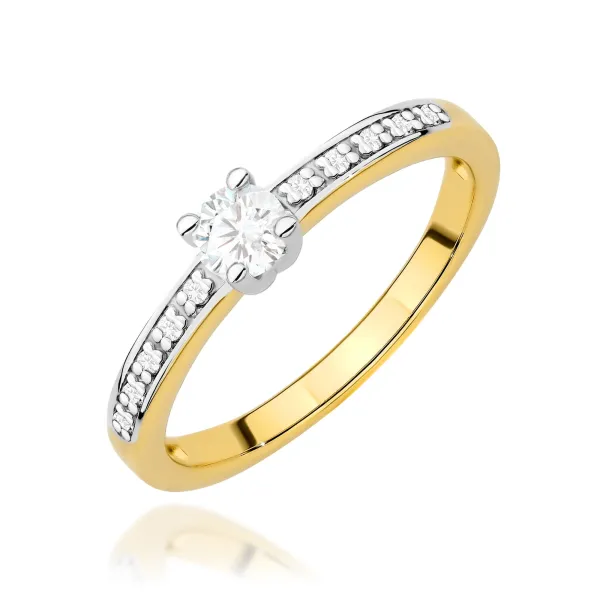 Złoty Pierścionek 585 Diament Laboratoryjny 0.20ct