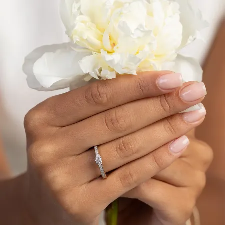 Złoty Pierścionek 585 Diament Laboratoryjny 0.20ct