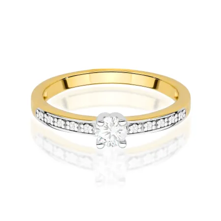 Złoty Pierścionek 585 Diament Laboratoryjny 0.20ct