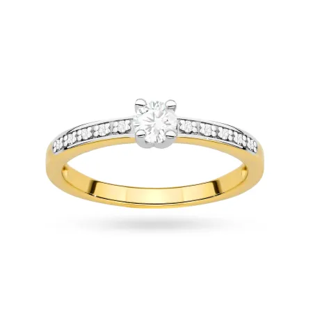 Złoty Pierścionek 585 Diament Laboratoryjny 0.20ct
