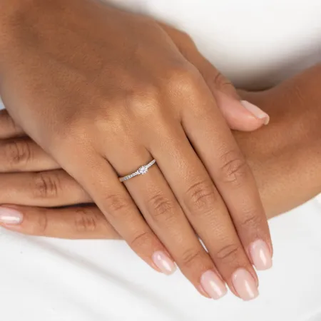 Złoty Pierścionek 585 Diament Laboratoryjny 0.20ct