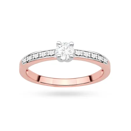 Złoty Pierścionek 585 Diament Laboratoryjny 0.20ct
