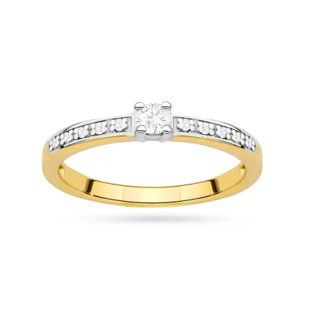 Złoty Pierścionek 585 Diament Laboratoryjny 0.08ct