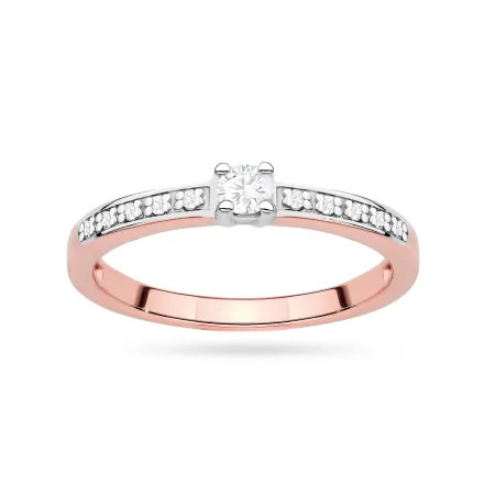 Złoty Pierścionek 585 Diament Laboratoryjny 0.08ct