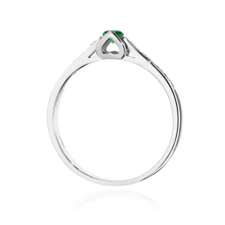 Złoty Pierścionek 585 Szmaragd Brylanty Elegancki