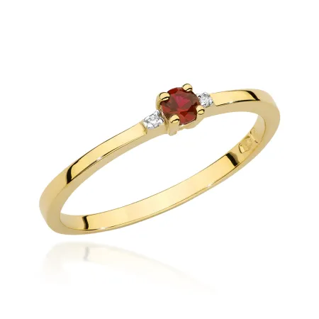 Złoty Pierścionek 585 Zaręczynowy Rubin Brylanty