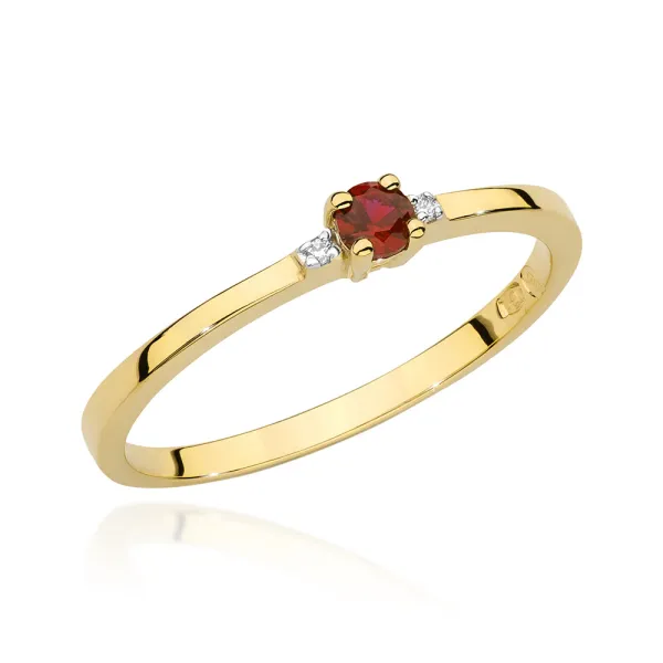 Złoty Pierścionek 585 Zaręczynowy Rubin Brylanty