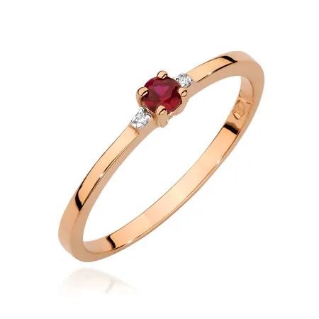 Złoty Pierścionek 585 Zaręczynowy Rubin Brylanty
