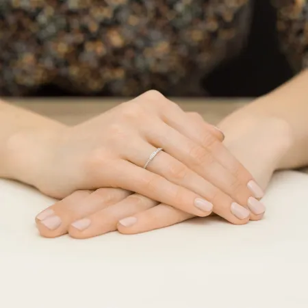 Złoty 585 Pierścionek Obrączka z Brylantami Grawer