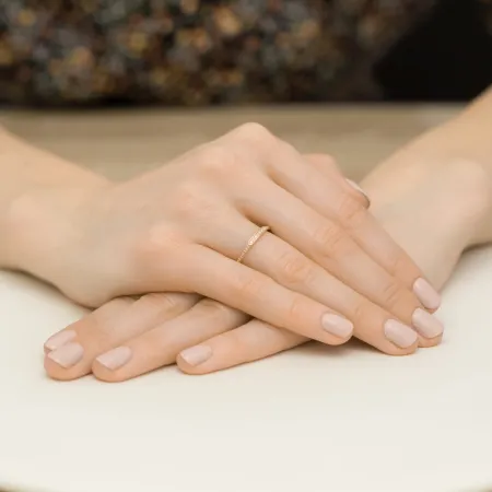 Złoty 585 Pierścionek Obrączka z Brylantami Grawer