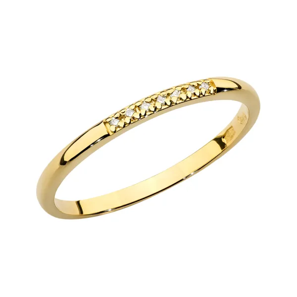 Złoty Delikatny 585 Pierścionek Obrączka Brylanty