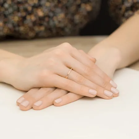 Złoty Delikatny 585 Pierścionek Obrączka Brylanty