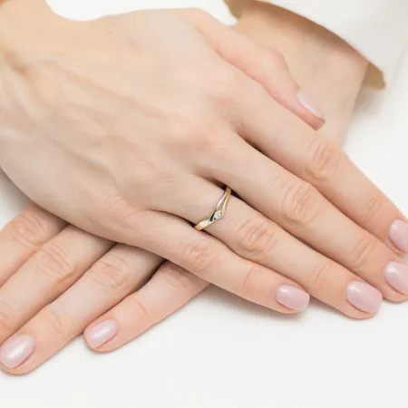 Złoty 585 Zaręczynowy Pierścionek Brylant Prezent 