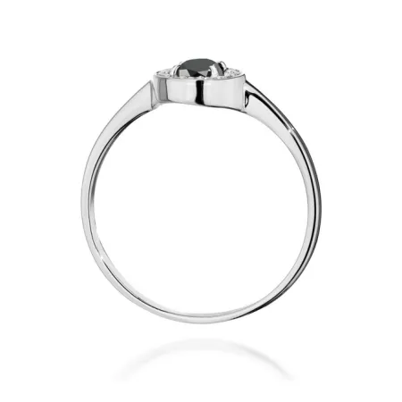 Złoty 585 Pierścionek Zaręczyny Czarny Diament 