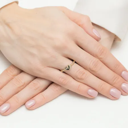 Złoty 585 Pierścionek Serce z Brylantem Prezent