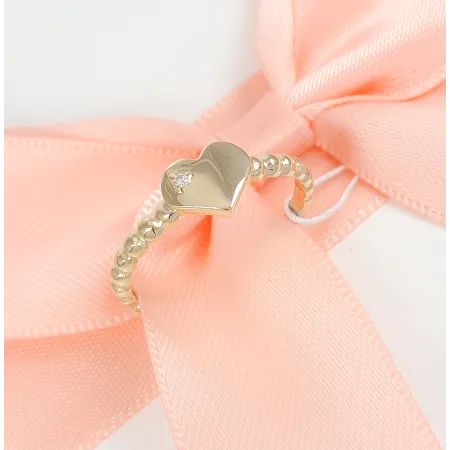 Złoty 585 Pierścionek Serce z Brylantem Prezent