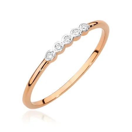 Złoty Delikatny 585 Pierścionek Brylanty Prezent