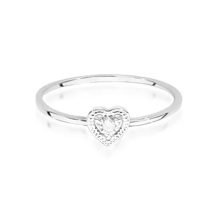 Złoty Pierścionek 585 Serduszko i Brylanty Grawer