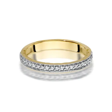 Złoty Elegancki 585 Pierścionek Brylanty Grawer