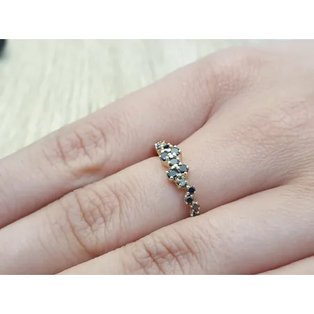 Złoty Pierścionek Czarne Brylanty Próba 585 Grawer