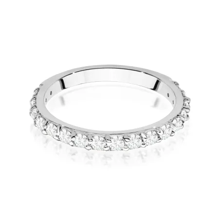 Pierścionek 585 z Diamentami Grawer Białe Złoto