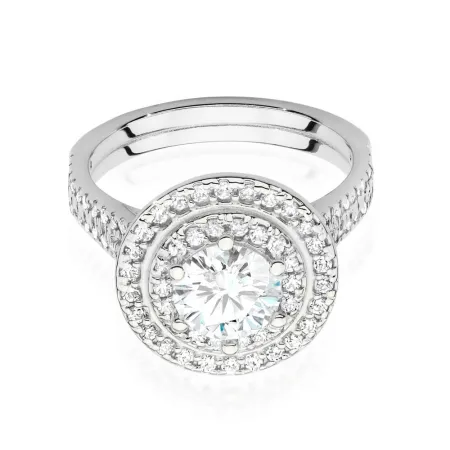 Złoty 585 Elegancki Pierścionek Brylanty Grawer