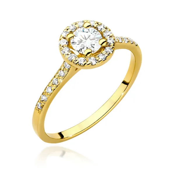 Złoty 585 Elegancki Pierścionek Brylanty 0.64ct