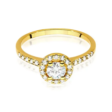 Złoty 585 Elegancki Pierścionek Brylanty 0.64ct