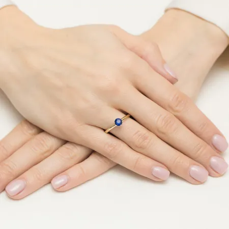 Pierścionek Szafir Brylanty pr 585 Białe Złoto