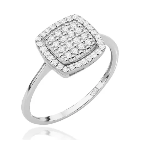 Pierścionek z Diamentami Grawer 0,28ct Białe Złoto