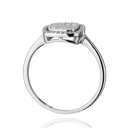 Pierścionek z Diamentami Grawer 0,28ct Białe Złoto