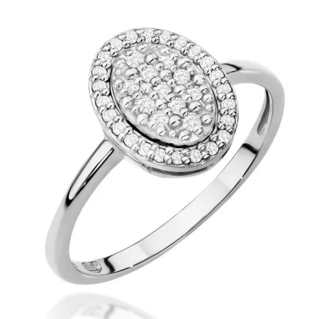 Pierścionek Białe Złoto z Diamentami Grawer 0,20ct