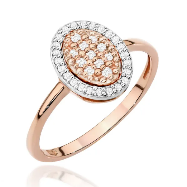 Pierścionek Różowe Złoto Diamentamy Grawer 0,20ct