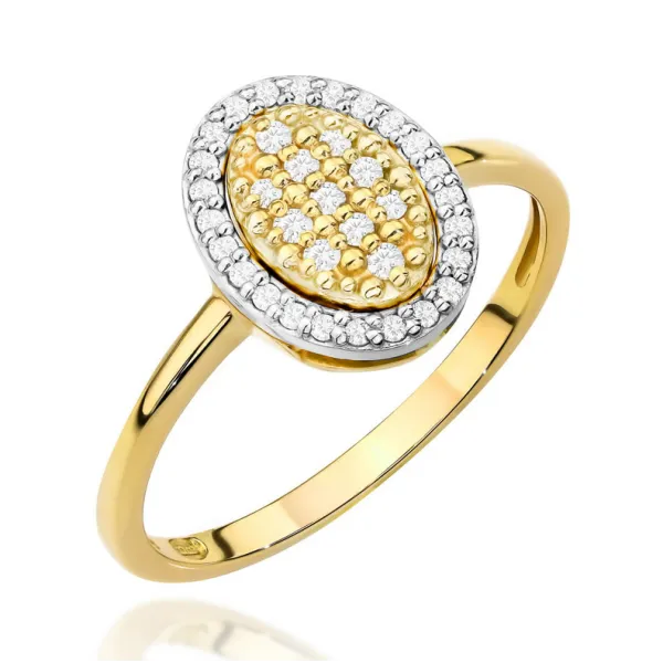 Pierścionek 14K z Diamentami Grawer 0,20ct Prezent