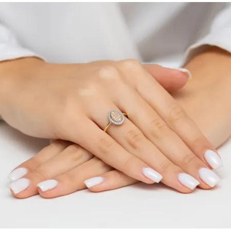 Pierścionek 14K z Diamentami Grawer 0,20ct Prezent