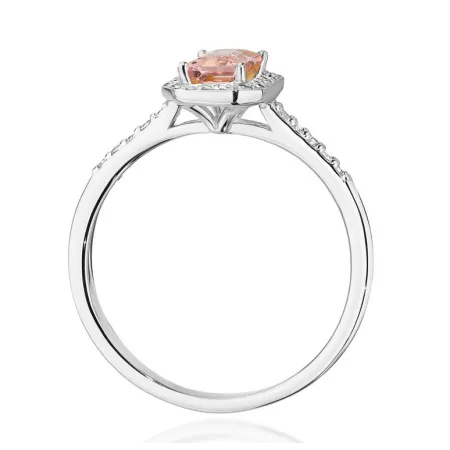 Pierścionek z Morganitem i Diamentami Białe Złoto 