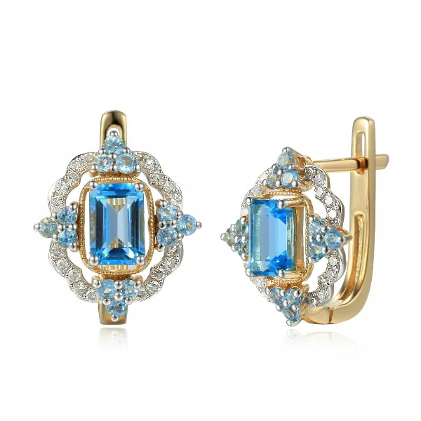 Kolczyki z Topazem i Diamentami pr 585 Angielskie