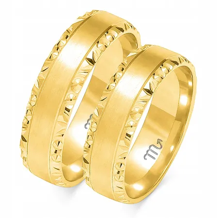 ZŁOTE OBRĄCZKI 585 PÓŁOKRĄGŁA 6mm GRAWER O-106