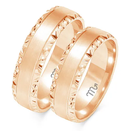 ZŁOTE OBRĄCZKI 585 PÓŁOKRĄGŁA 6mm GRAWER O-106