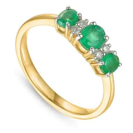 Złoty Pierścionek Szmaragd Diamenty 585 Grawer