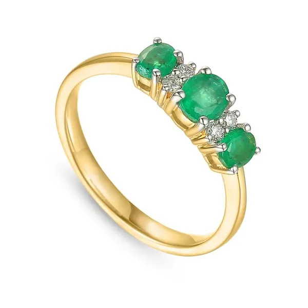 Złoty Pierścionek Szmaragd Diamenty 585 Grawer