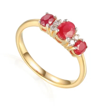 Złoty Pierścionek Rubin Diamenty Grawer pr 585